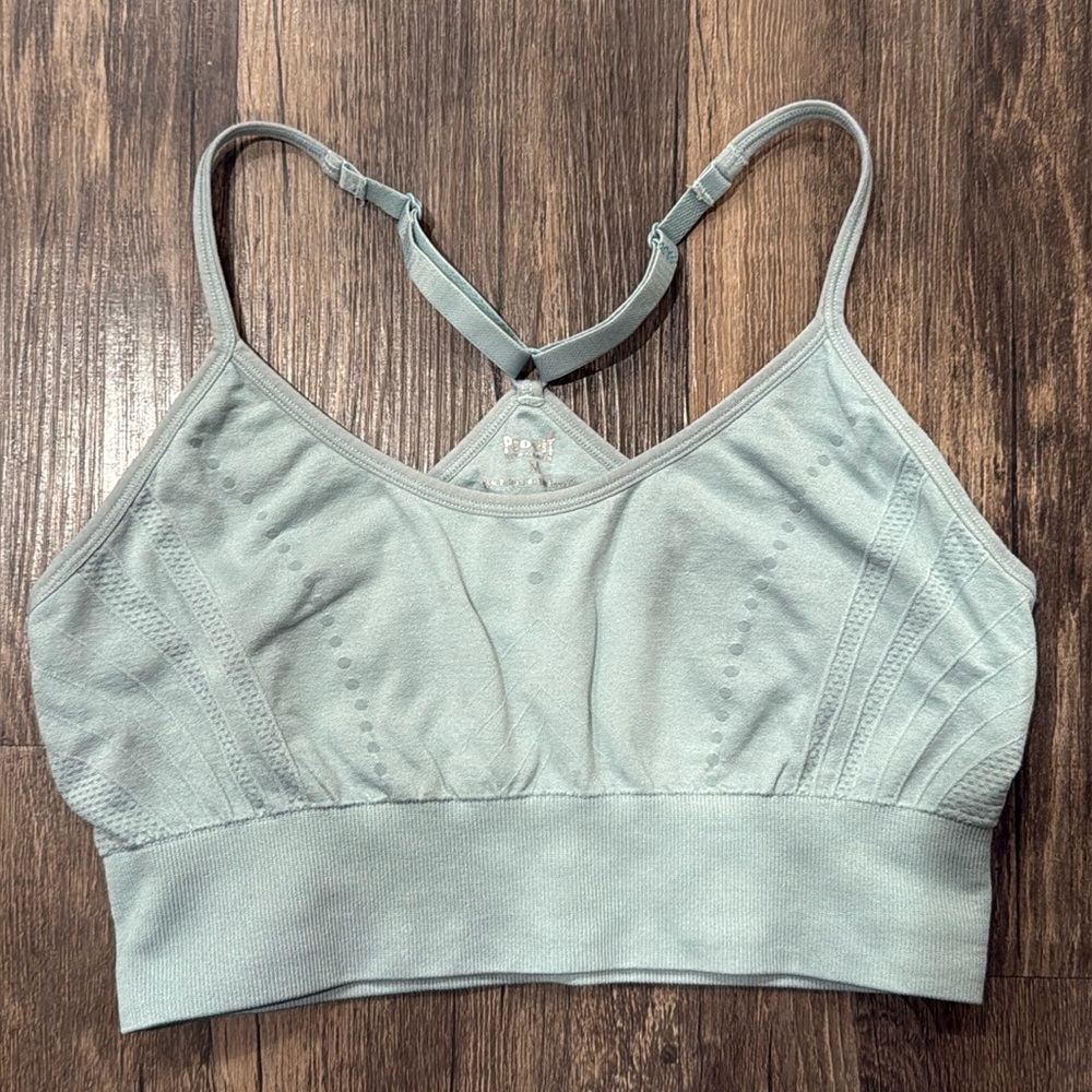 Pro Fit Seamless Sports Bra Active Workout M Medium Mint Green Adjustable Straps